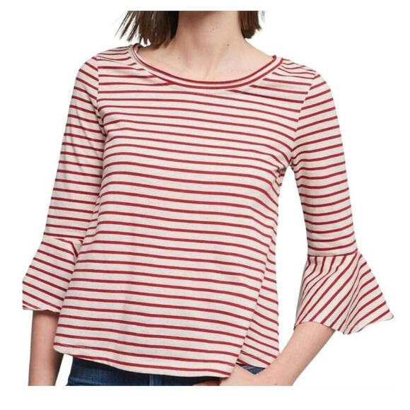 Anthropologie Red Celine Striped Top Size Medium - Picture 1 of 12